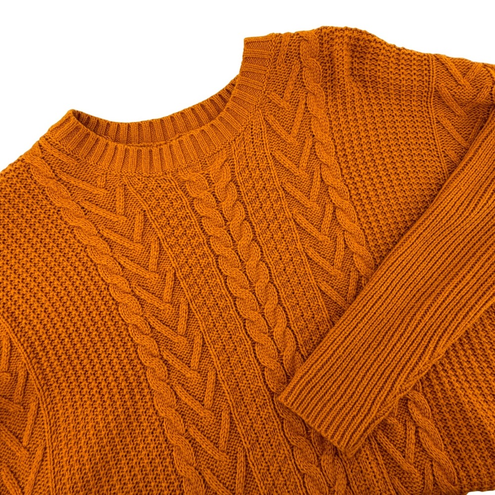 Natural Reflections Cable Knit Sweater Womens Large Orange Excellent Pullover
